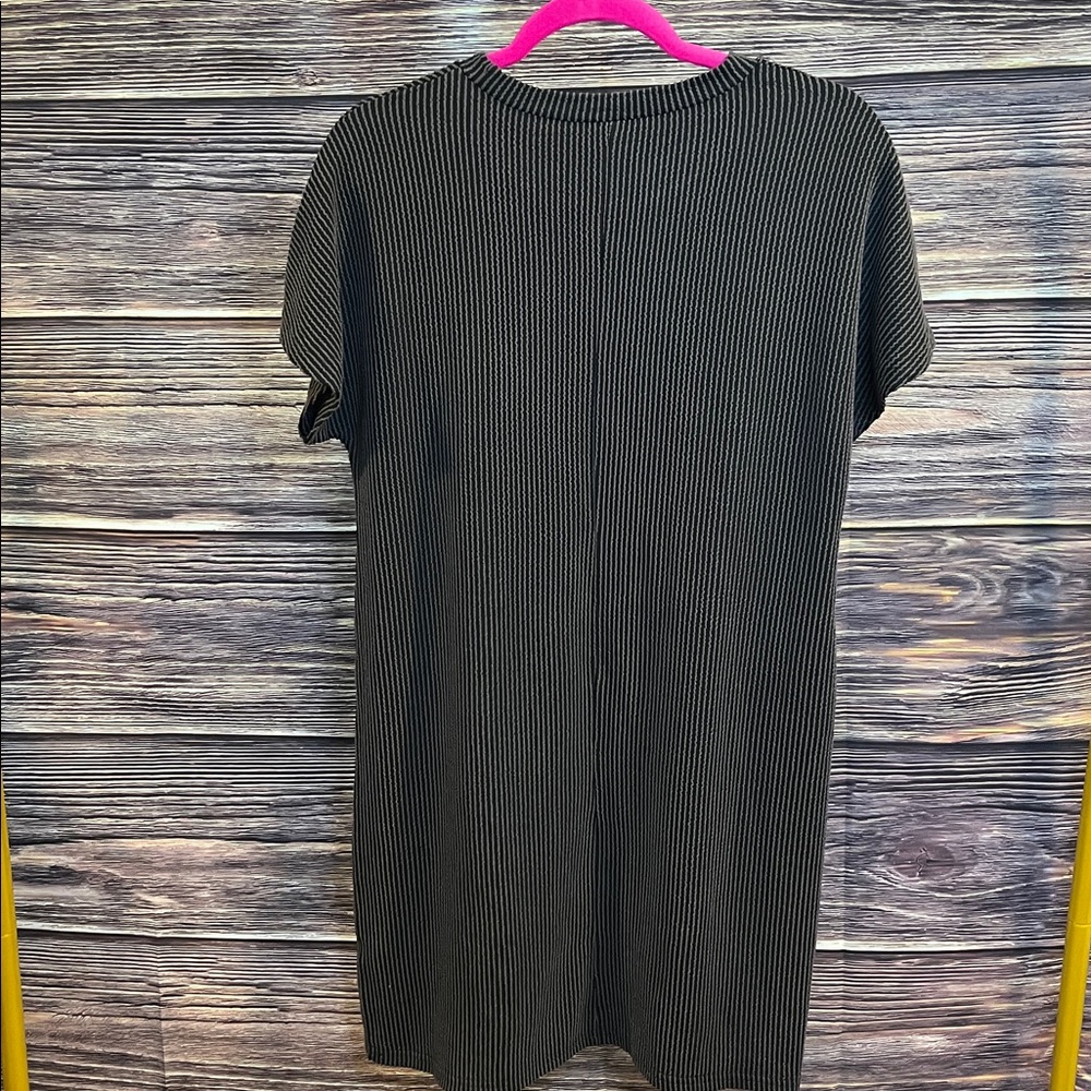 Black and Gray Striped T-Shirt Dress - Picture 2 of 4